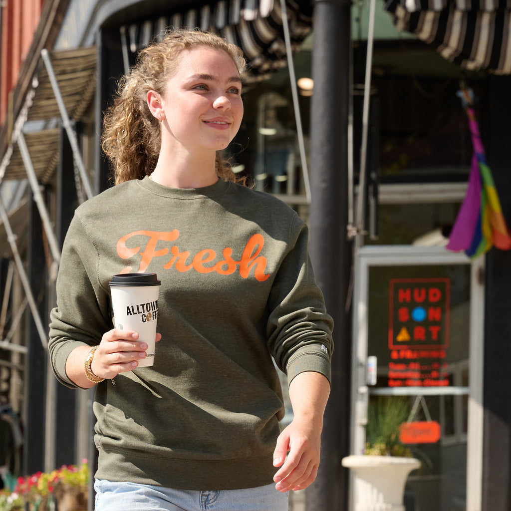 Alltown Fresh® Curvy Fresh Olive Crewneck